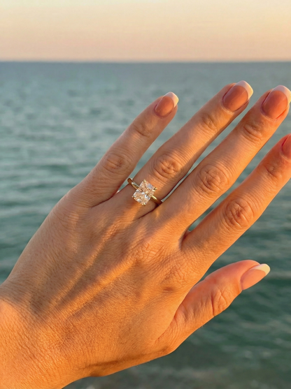 Radiant Hidden Halo Diamond Engagement Ring