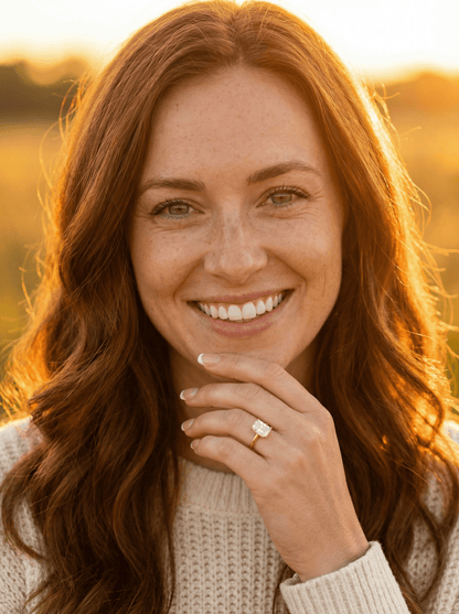Radiant Hidden Halo Moissanite Engagement Ring - Moissanite Engagement Rings
