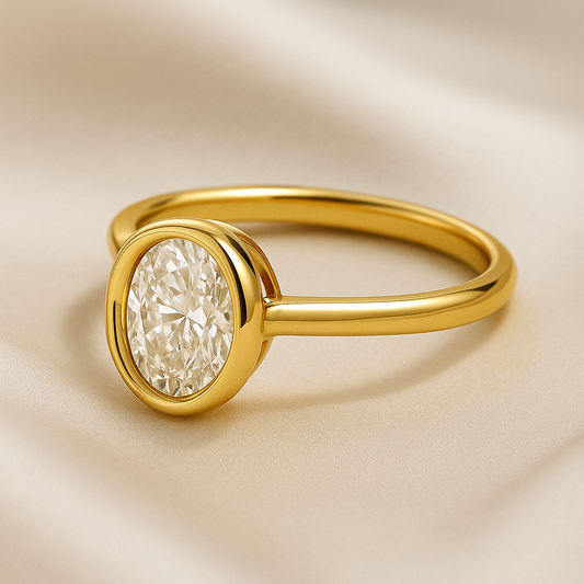 Oval Bezel Diamond Engagement Ring