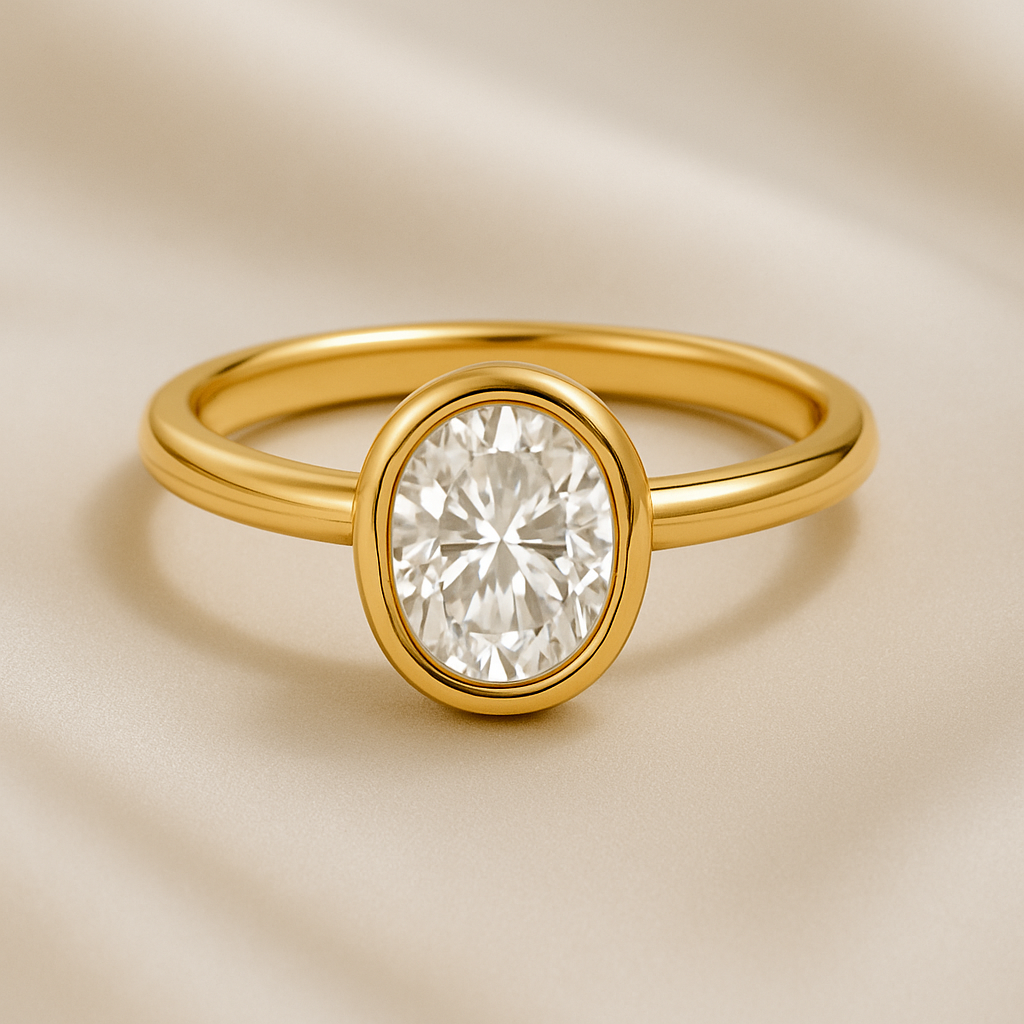 Oval Bezel Diamond Engagement Ring