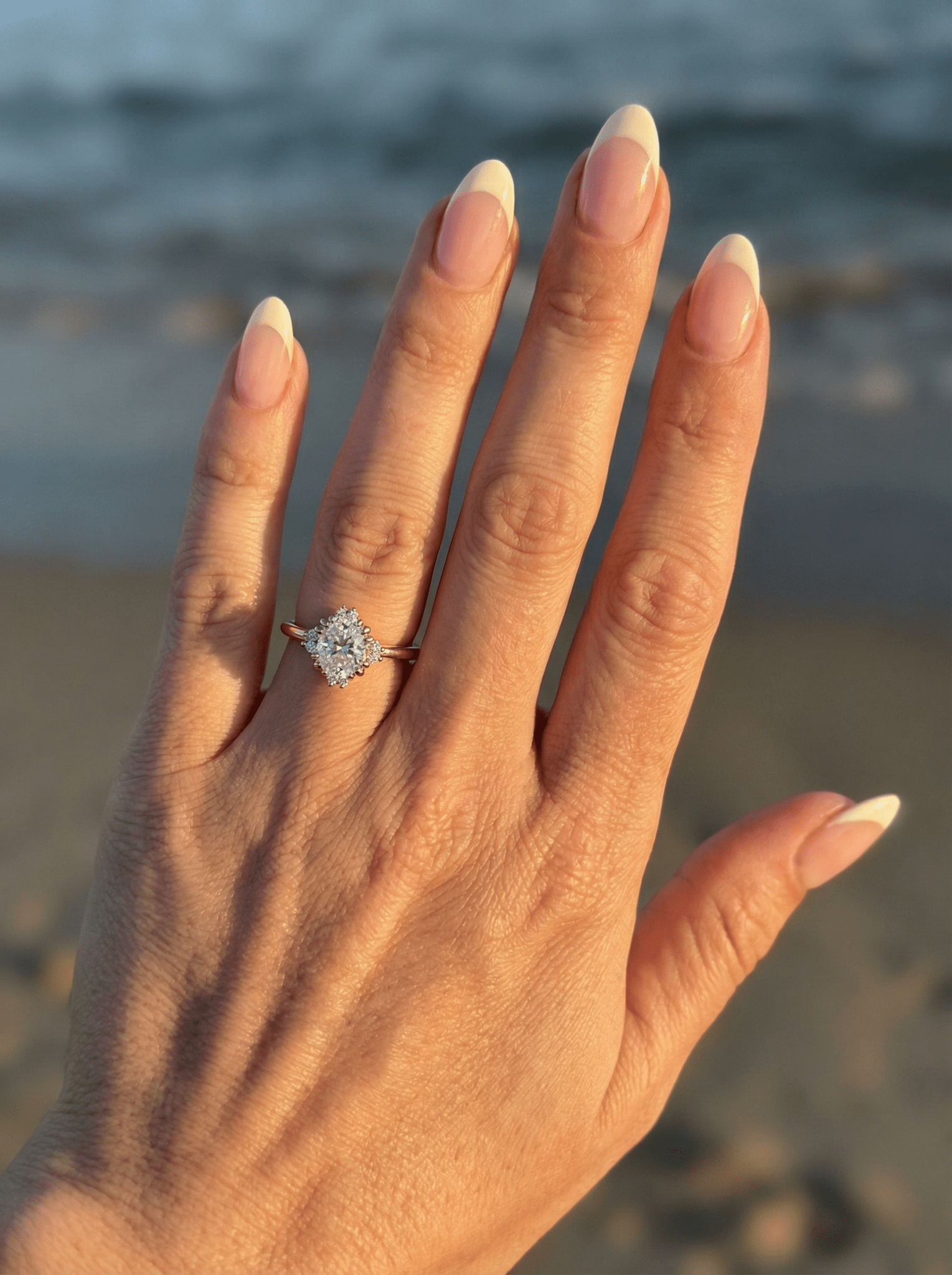 Round Accent Stones Moissanite Engagement Ring - Moissanite Engagement Rings