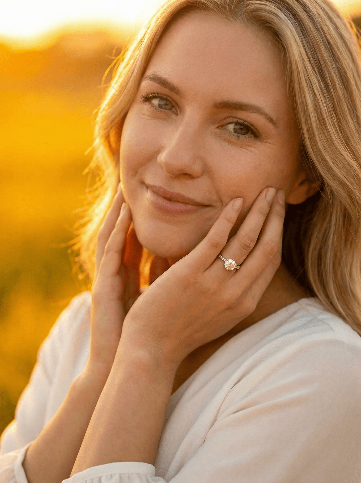 Round Half Pavè & Hidden Halo Moissanite Engagement Ring - Moissanite Engagement Rings