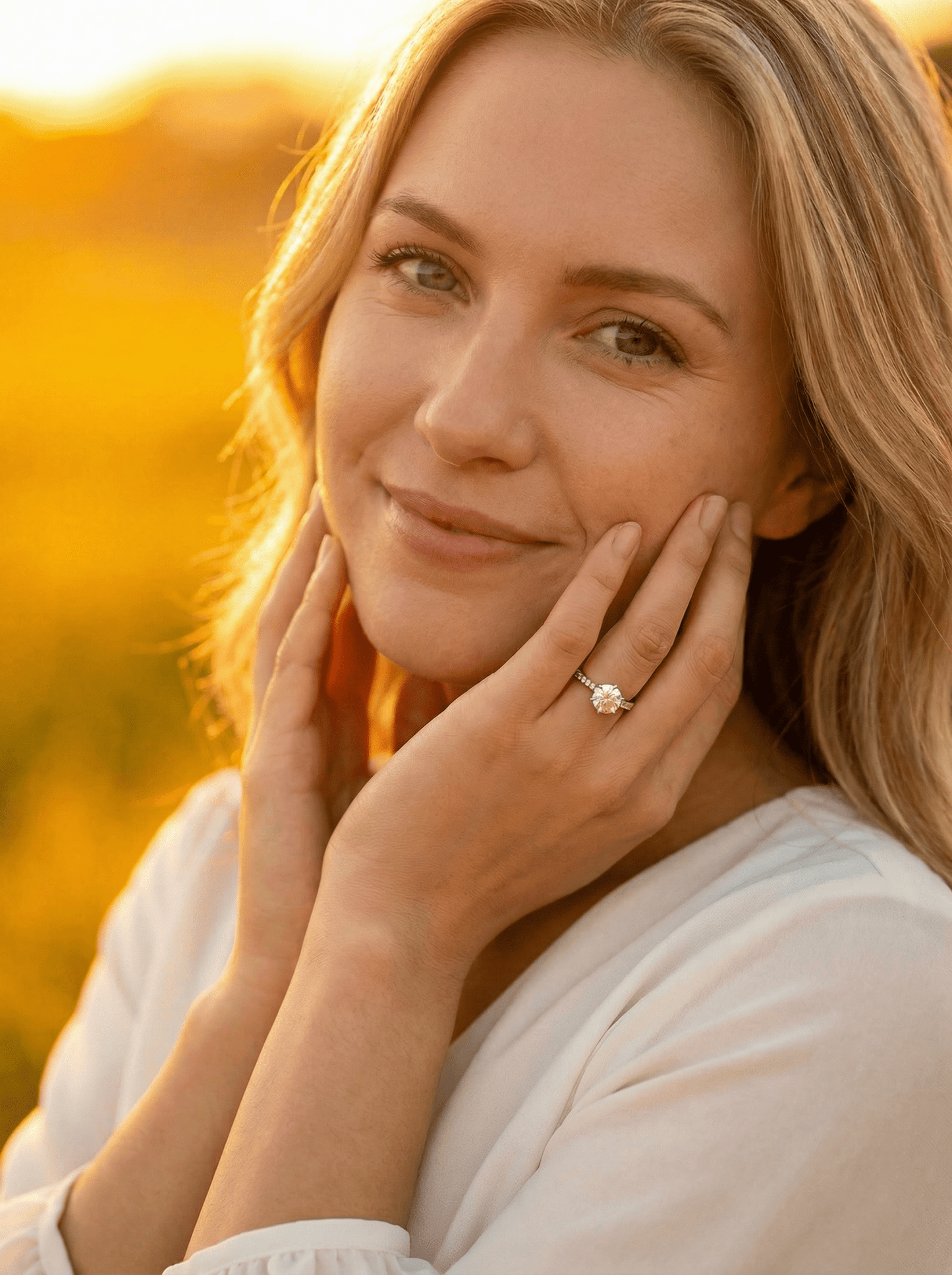 Celeste: Round Half Pavé & Hidden Halo Diamond Engagement Ring