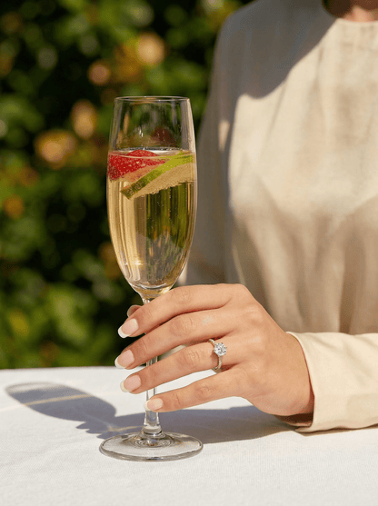 Celeste: Round Half Pavé & Hidden Halo Diamond Engagement Ring
