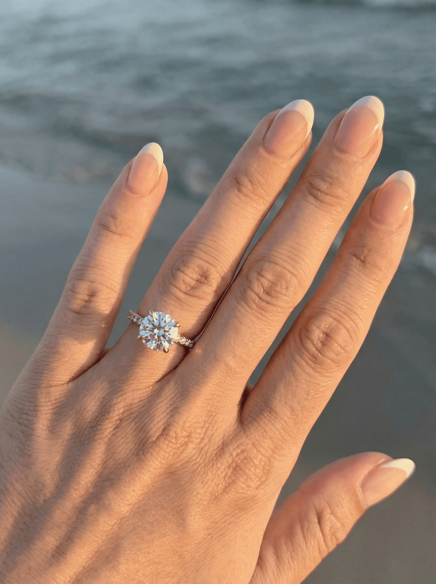 Round Hidden Halo Cathedral Moissanite Engagement Ring - Moissanite Engagement Rings