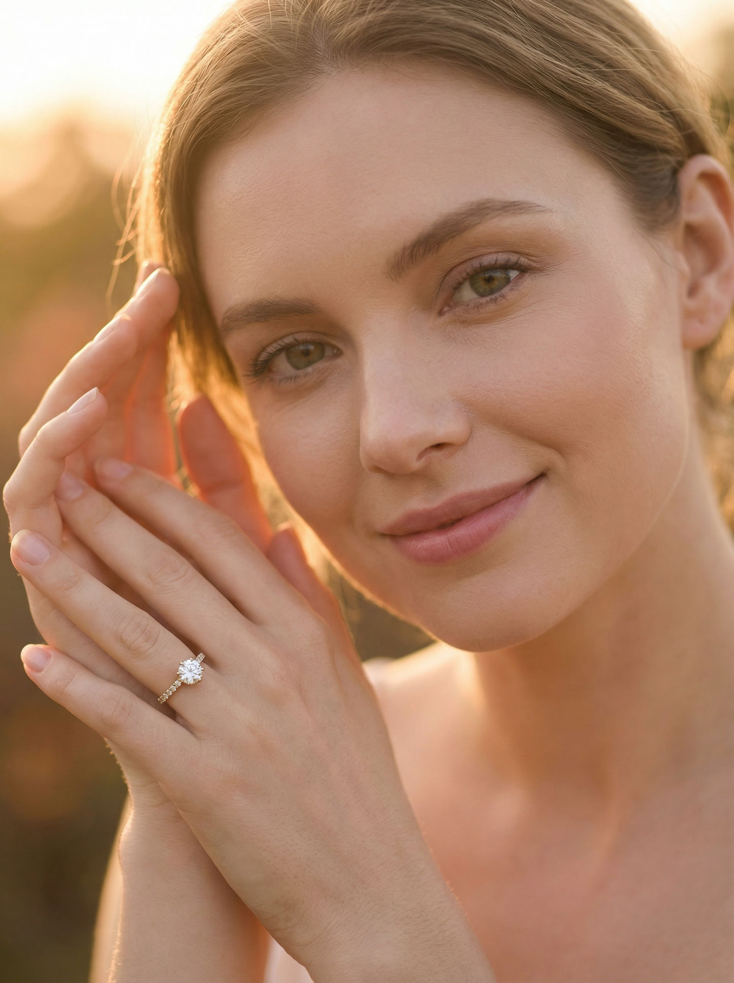 Round Hidden Halo Full Pavè Moissanite Engagement Ring