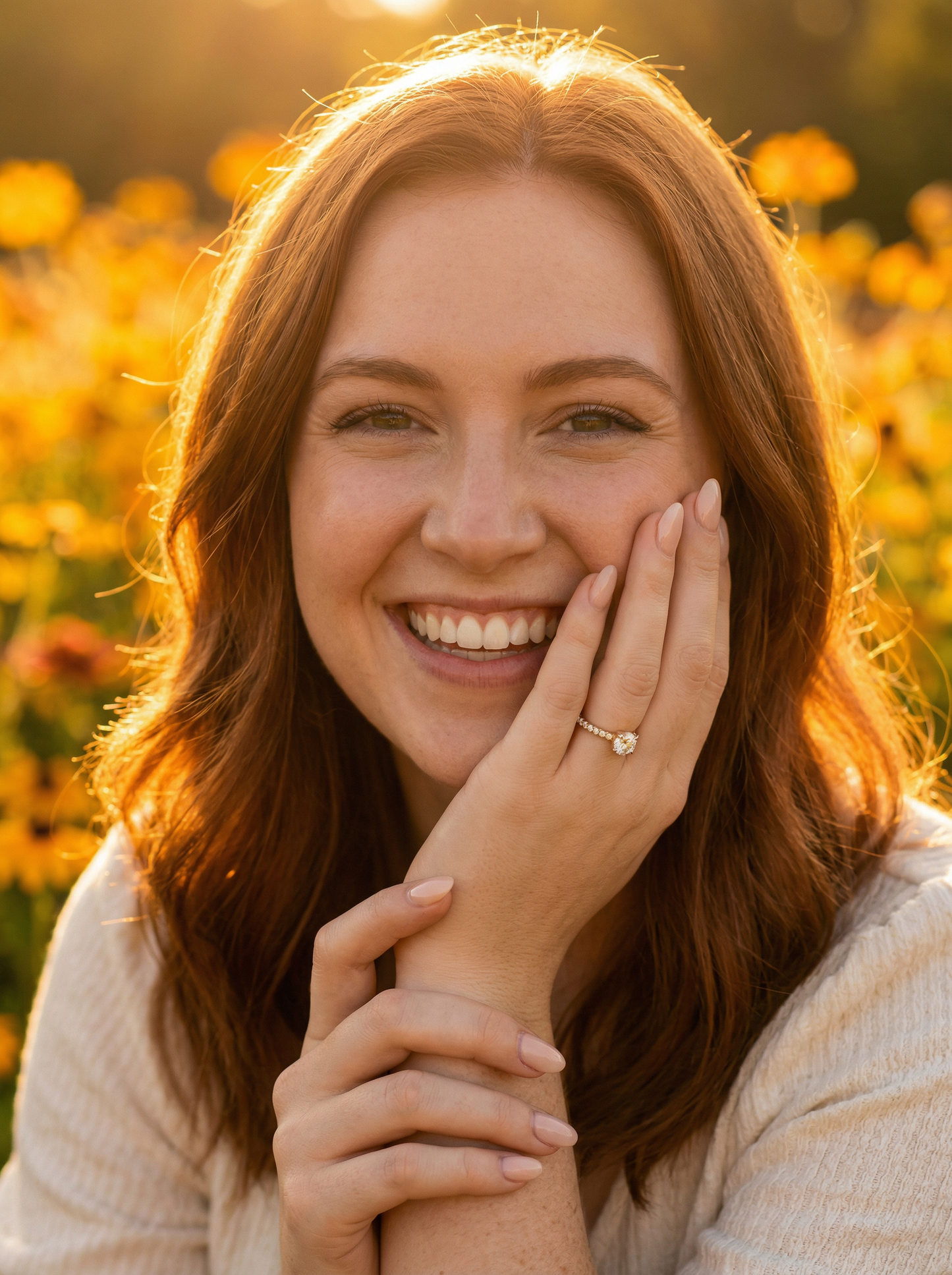 Round Hidden Halo Full Pavè Moissanite Engagement Ring