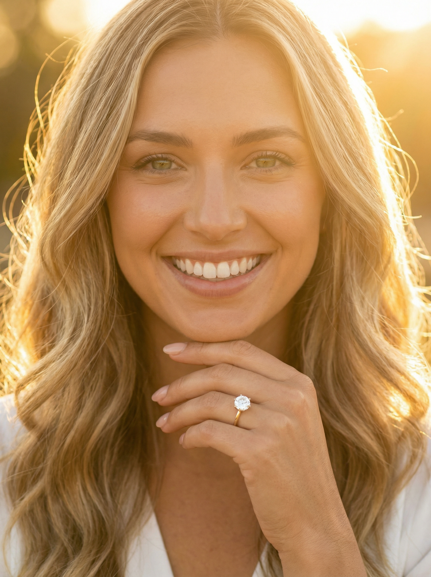 Round Solitaire 6 Claw Setting Moissanite Engagement Ring