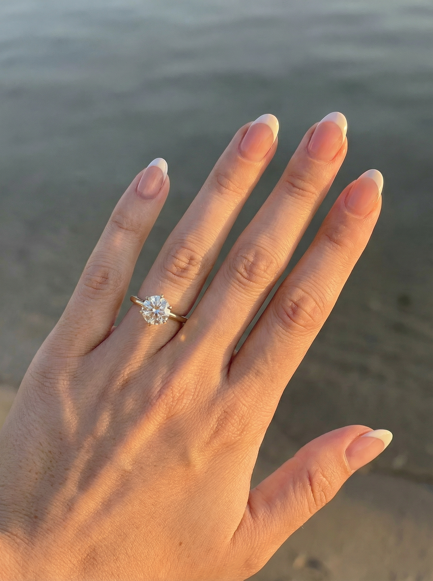 Round Solitaire 6 Claw Setting Moissanite Engagement Ring