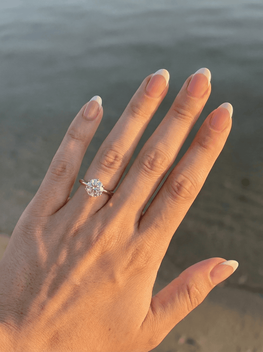 Round Solitaire 6 Claw Setting Diamond Engagement Ring - Moissanite Engagement Rings