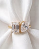 Ruby: Emerald & Pear Cut Two-Stone Moissanite Engagement Ring - Ready To Ship