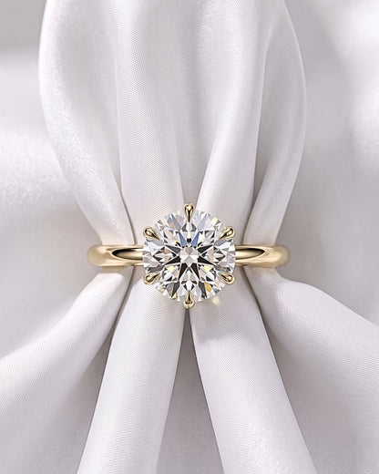 Sage: Round Solitaire 6 Claw Setting Diamond Engagement Ring