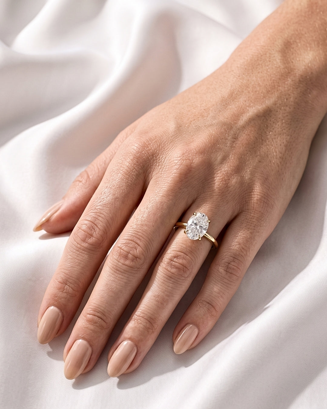 Selene - Oval Hidden Halo Moissanite Engagement Ring