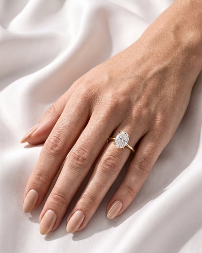 Selene - Oval Hidden Halo Moissanite Engagement Ring