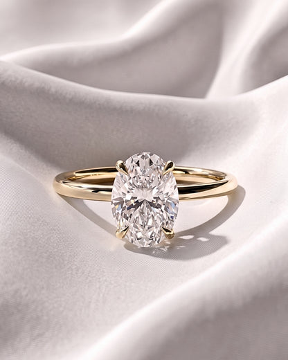 Selene - Oval Hidden Halo Moissanite Engagement Ring