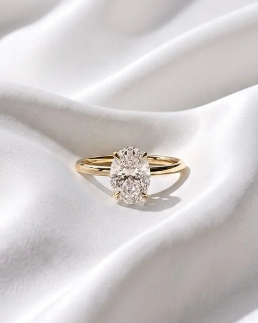 Selene - Oval Hidden Halo Moissanite Engagement Ring