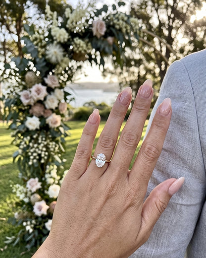 Selene - Oval Hidden Halo Moissanite Engagement Ring