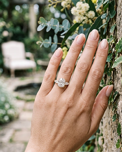 Seraphina: Elongated Cushion Pear Setting 2/3 Pavé Diamond Engagement Ring