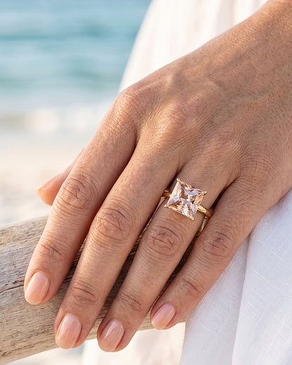 Sienna - Princess Coffee Champagne Solitaire Moissanite Engagement Ring