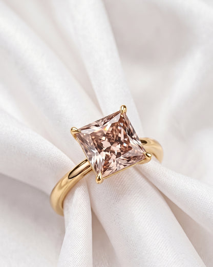 Sienna - Princess Coffee Champagne Solitaire Moissanite Engagement Ring