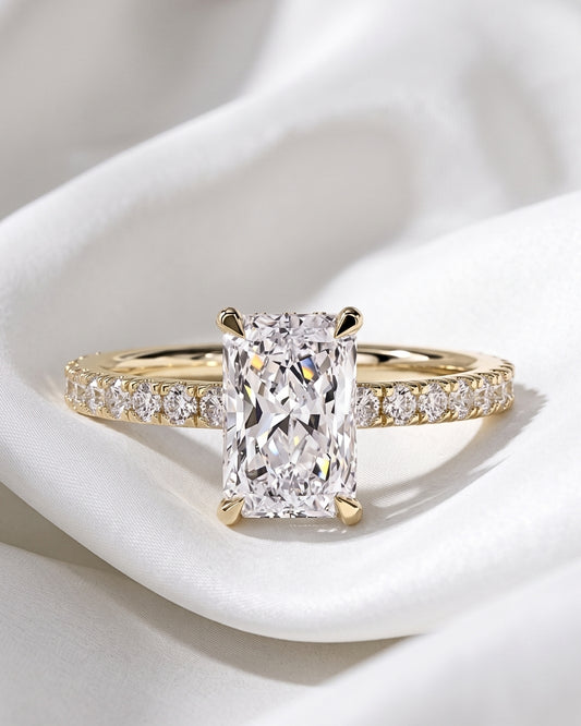Sirena: Radiant Hidden Halo Full Pavé Diamond Engagement Ring