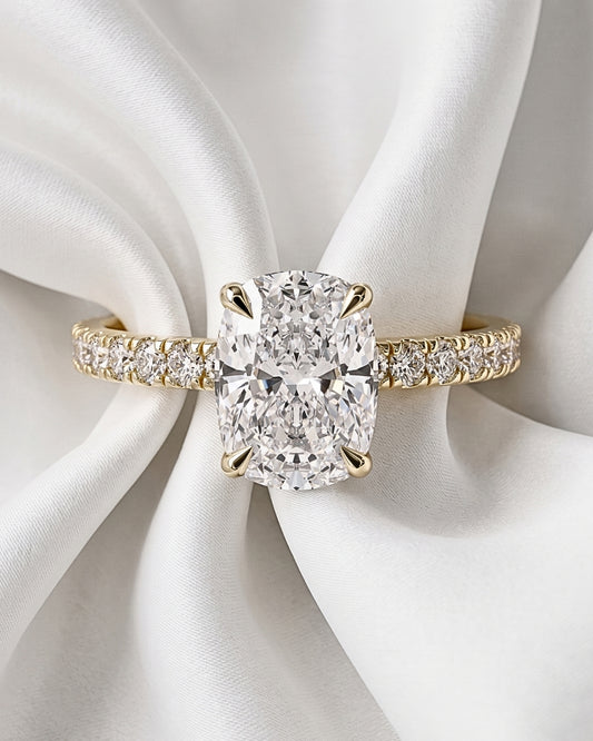 Sloane: Elongated Cushion Full Pavé Diamond Engagement Ring