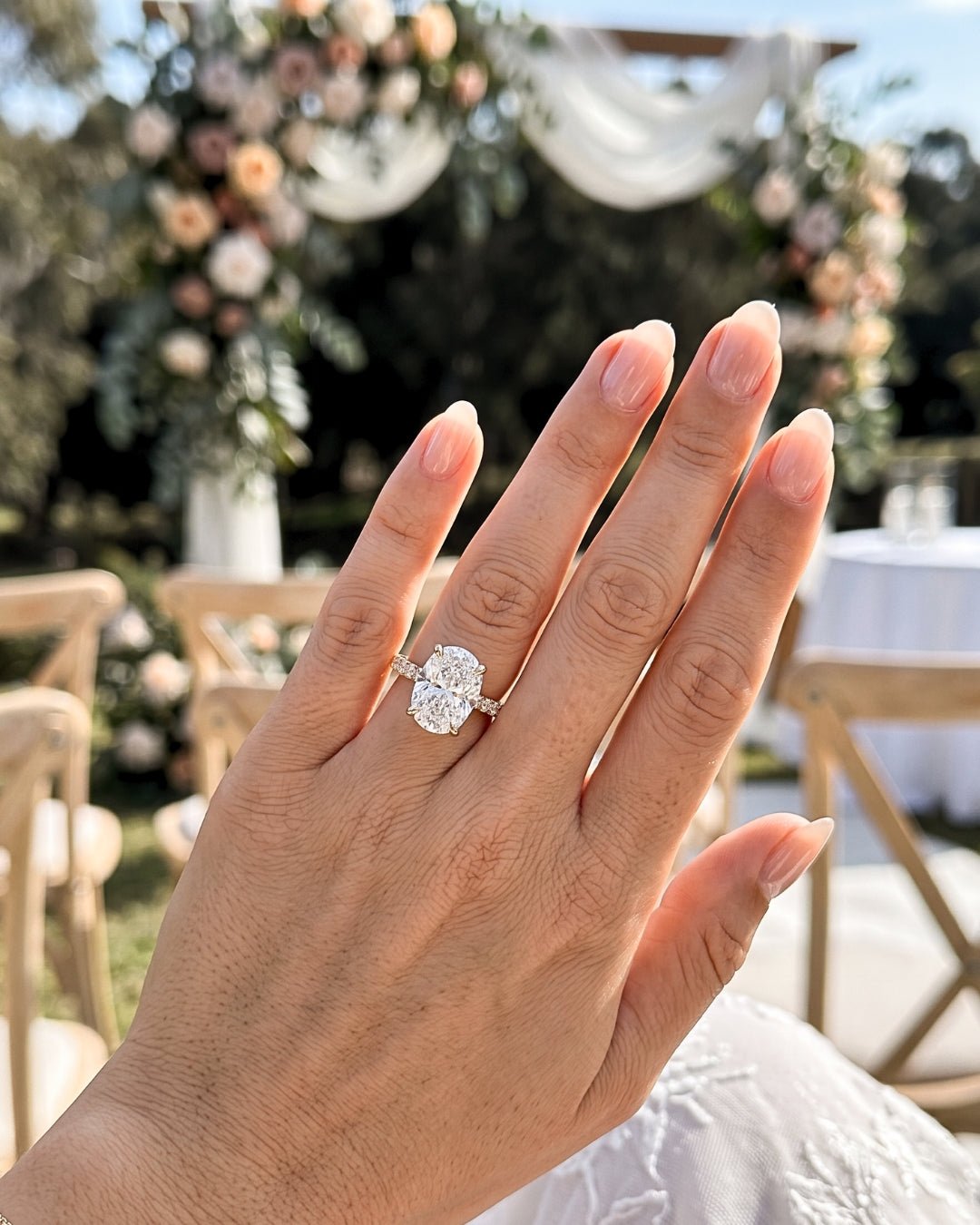 Sloane - Elongated Cushion Full Pavé Diamond Engagement Ring - Moissanite Engagement Rings