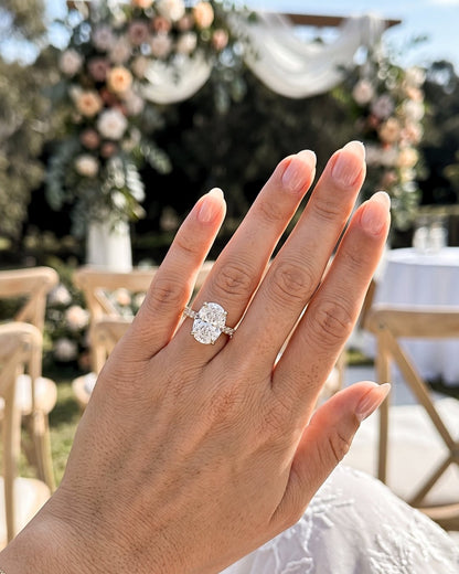 Sloane - Elongated Cushion Full Pavé Diamond Engagement Ring - Moissanite Engagement Rings