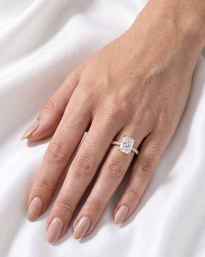 Soraya - Radiant Hidden Halo & Semi Pave Moissanite Engagement Ring