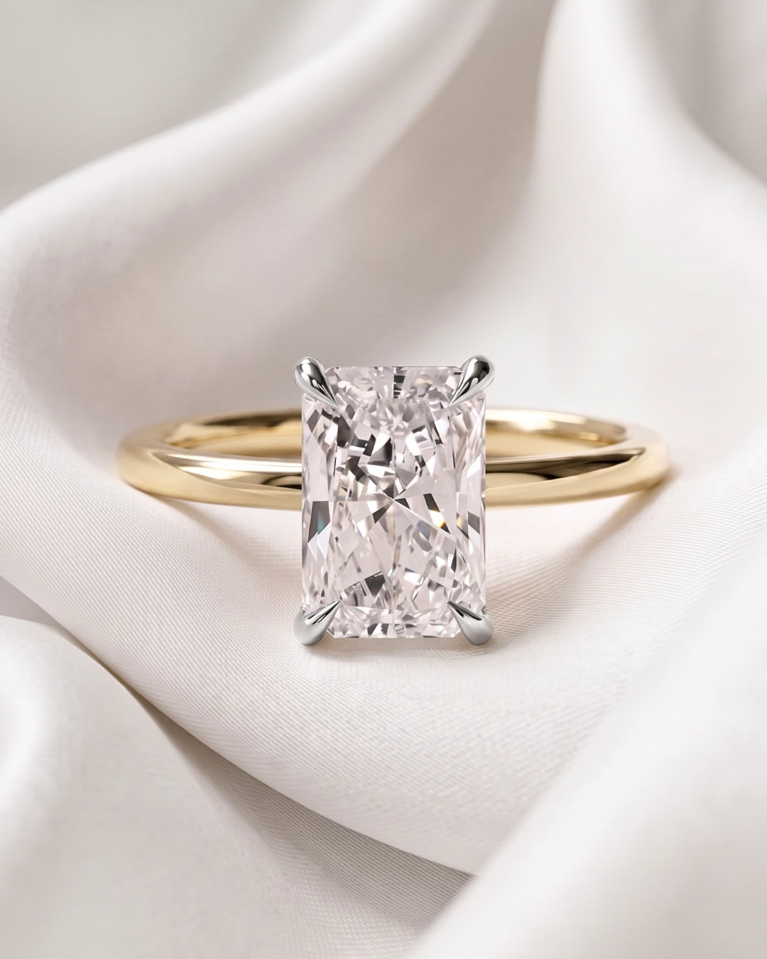 Stella - Radiant Solitaire Two Tone Moissanite Engagement Ring
