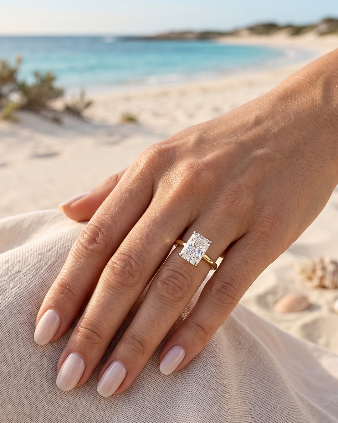 Stella - Radiant Solitaire Two Tone Moissanite Engagement Ring
