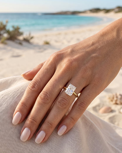 Stella - Radiant Solitaire Two Tone Moissanite Engagement Ring