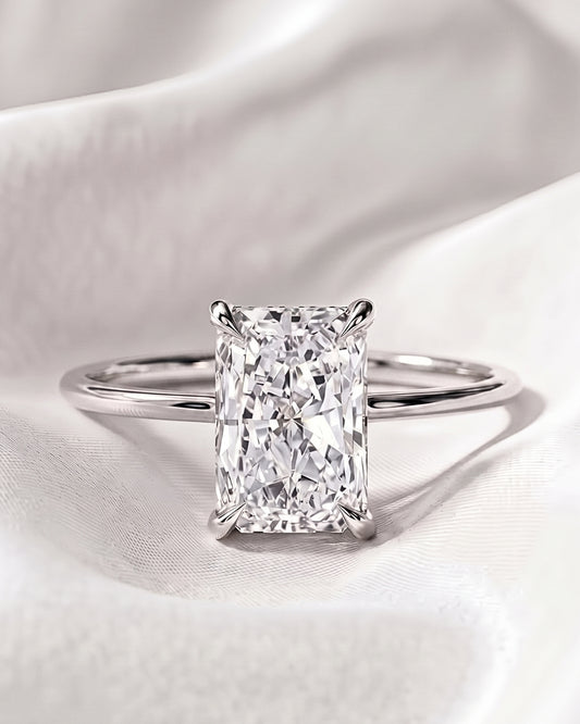 Stella: Radiant White Gold Solitaire Moissanite Engagement Ring