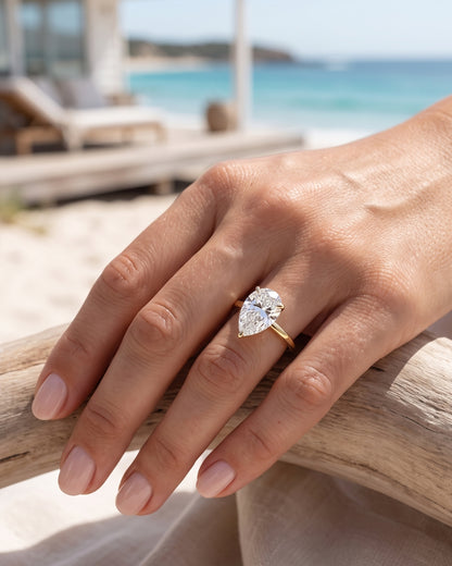 Talia - Pear Hidden Halo Moissanite Engagement Ring