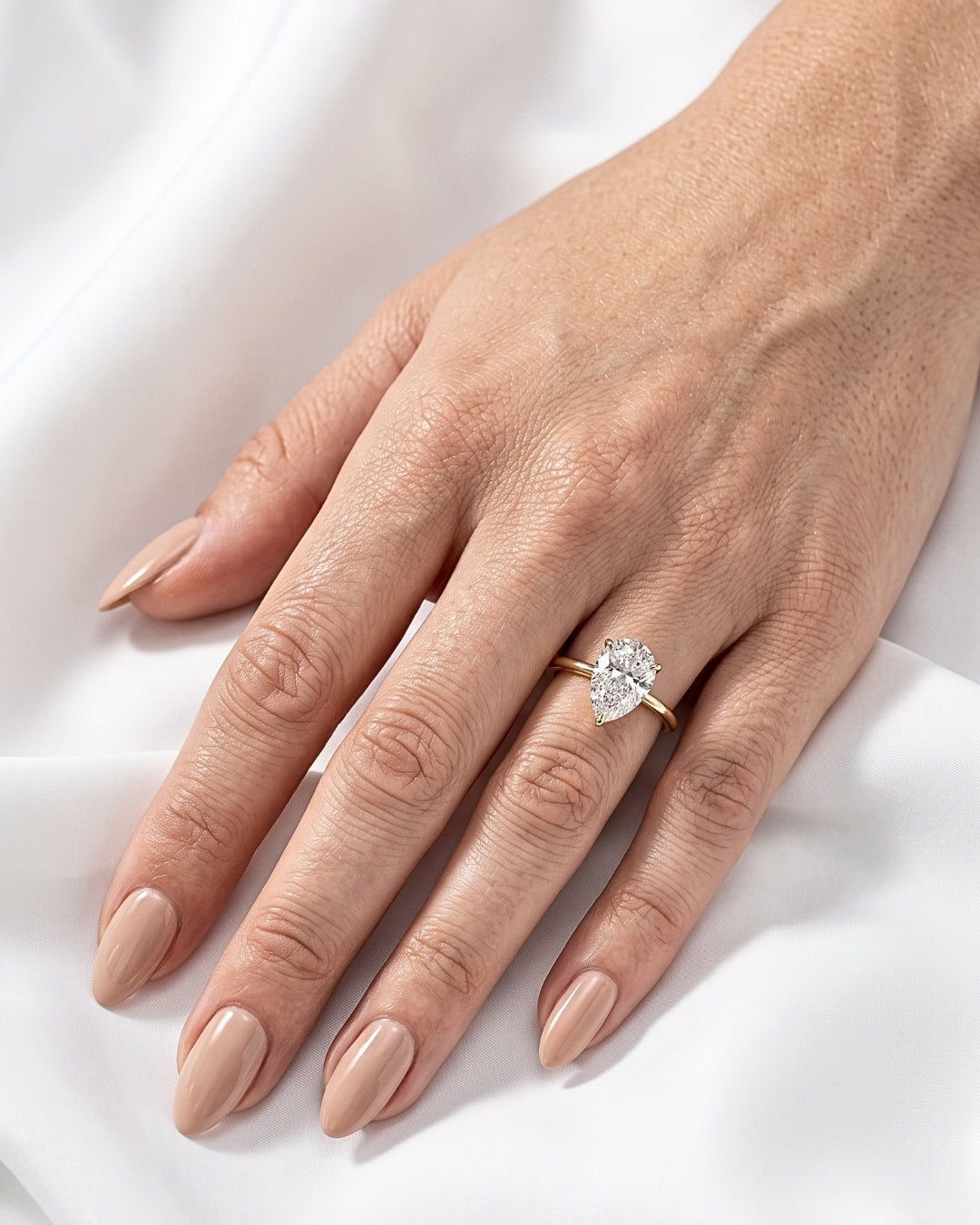 Talia - Pear Hidden Halo Moissanite Engagement Ring