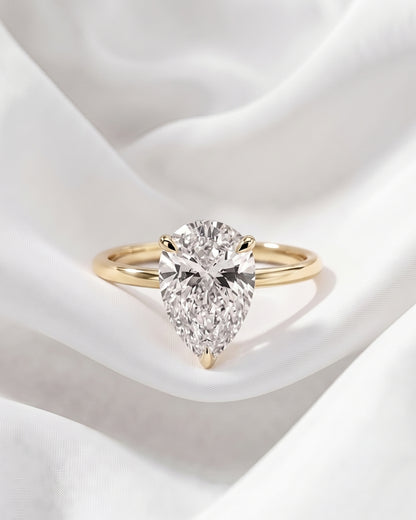 Talia - Pear Hidden Halo Moissanite Engagement Ring