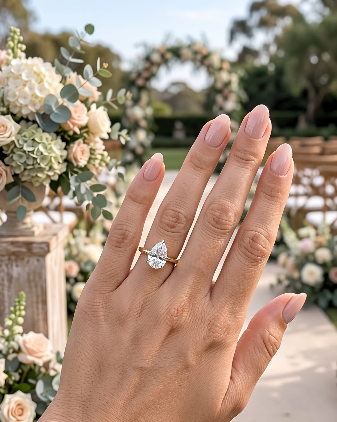 Talia - Pear Hidden Halo Moissanite Engagement Ring
