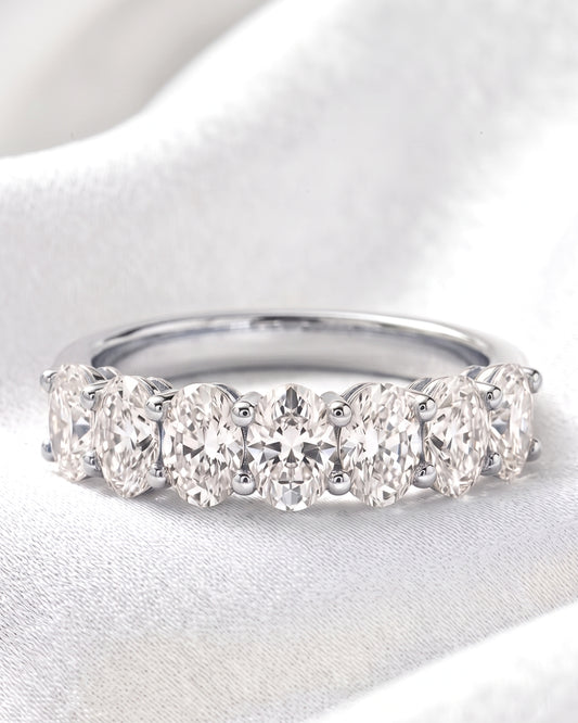 Tessa: 7 Stone Oval Moissanite Ring