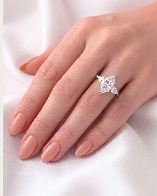Vega: Marquise Trilogy Moissanite Engagement Ring