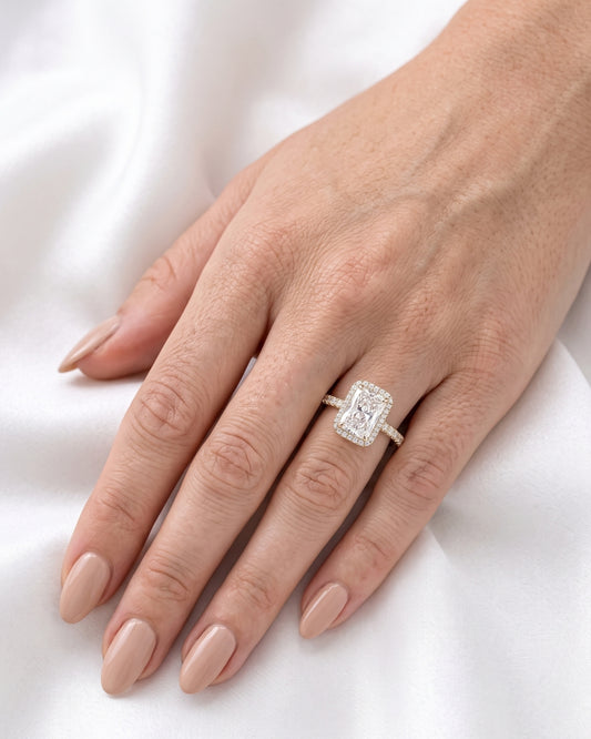 Vela: Radiant Halo Full Pavé Diamond Engagement Ring