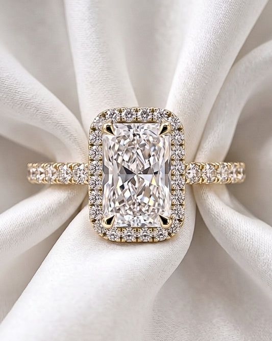Vela: Radiant Halo Full Pavé Diamond Engagement Ring