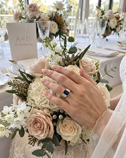Vivienne - Emerald Blue Trilogy Moissanite Engagement Ring - Moissanite Engagement Rings