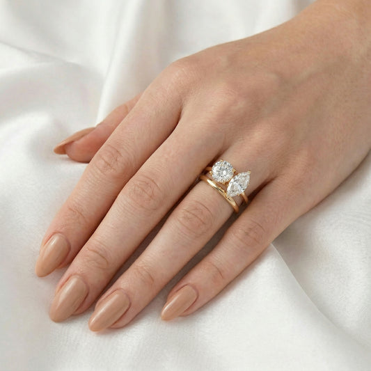 Marquise and Round Crossover Moissanite Engagement Ring