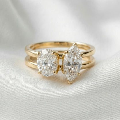 Marquise and Round Crossover Moissanite Engagement Ring - Moissanite Engagement Rings