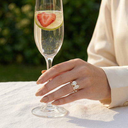 Marquise and Round Crossover Moissanite Engagement Ring - Moissanite Engagement Rings