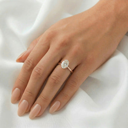 Oval Solitaire Diamond Engagement Ring - Moissanite Engagement Rings