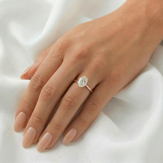Oval Solitaire Diamond Engagement Ring - Moissanite Engagement Rings