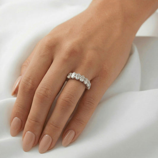 7 Stone Oval Moissanite Ring - Moissanite Engagement Rings