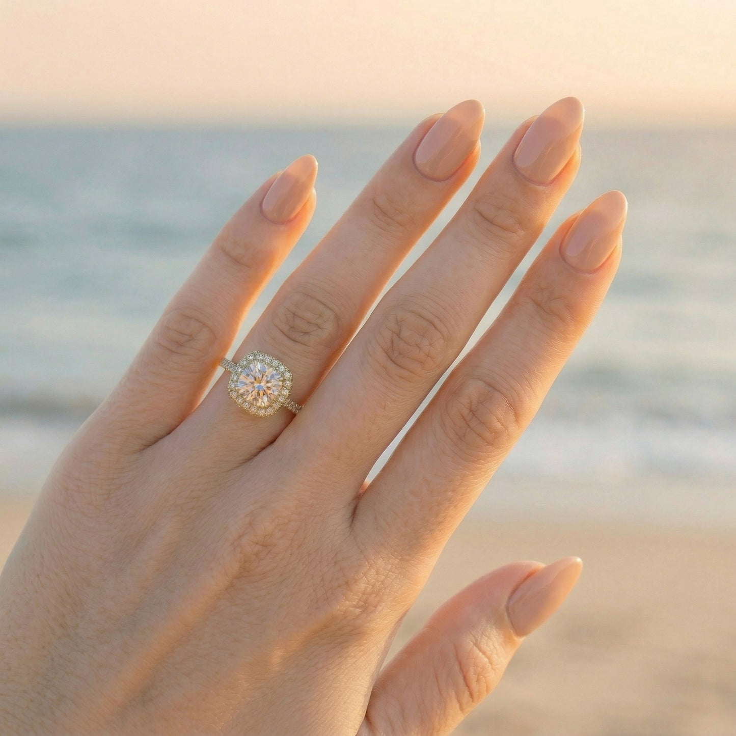 Cushion Halo Pavé Diamond Engagement Ring - Moissanite Engagement Rings