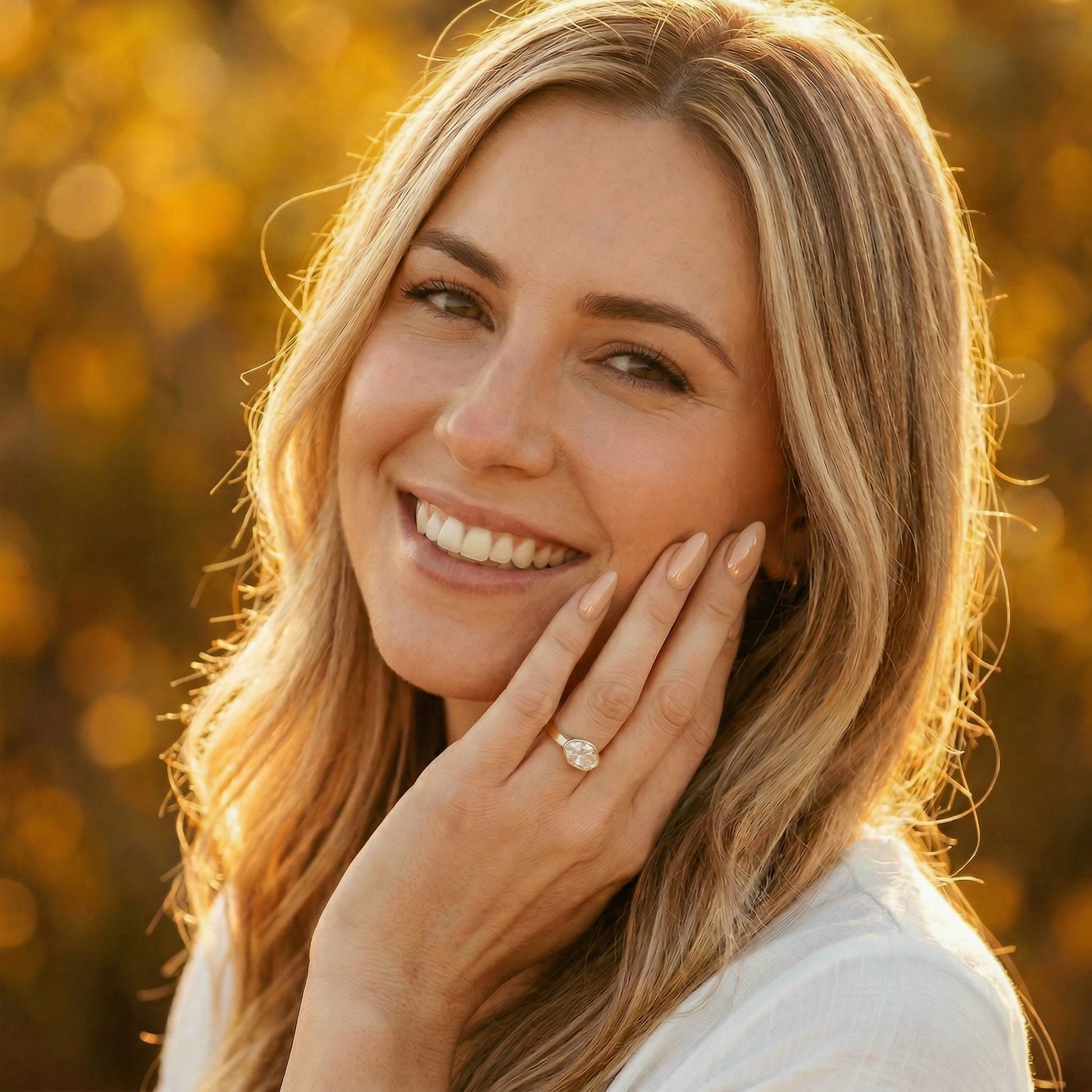 East West Bezel Oval Solitaire Diamond Engagement Ring - Moissanite Engagement Rings